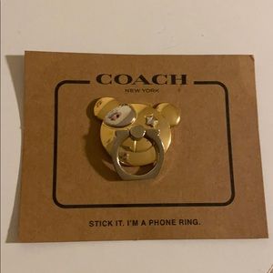Coach Gold Bear with Eye Patch Star Phone Ring